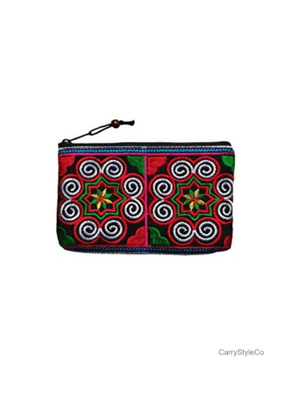 Handmade Embroidered Cotton Coin Purse Zip Pouch Small Boho Change Wallet